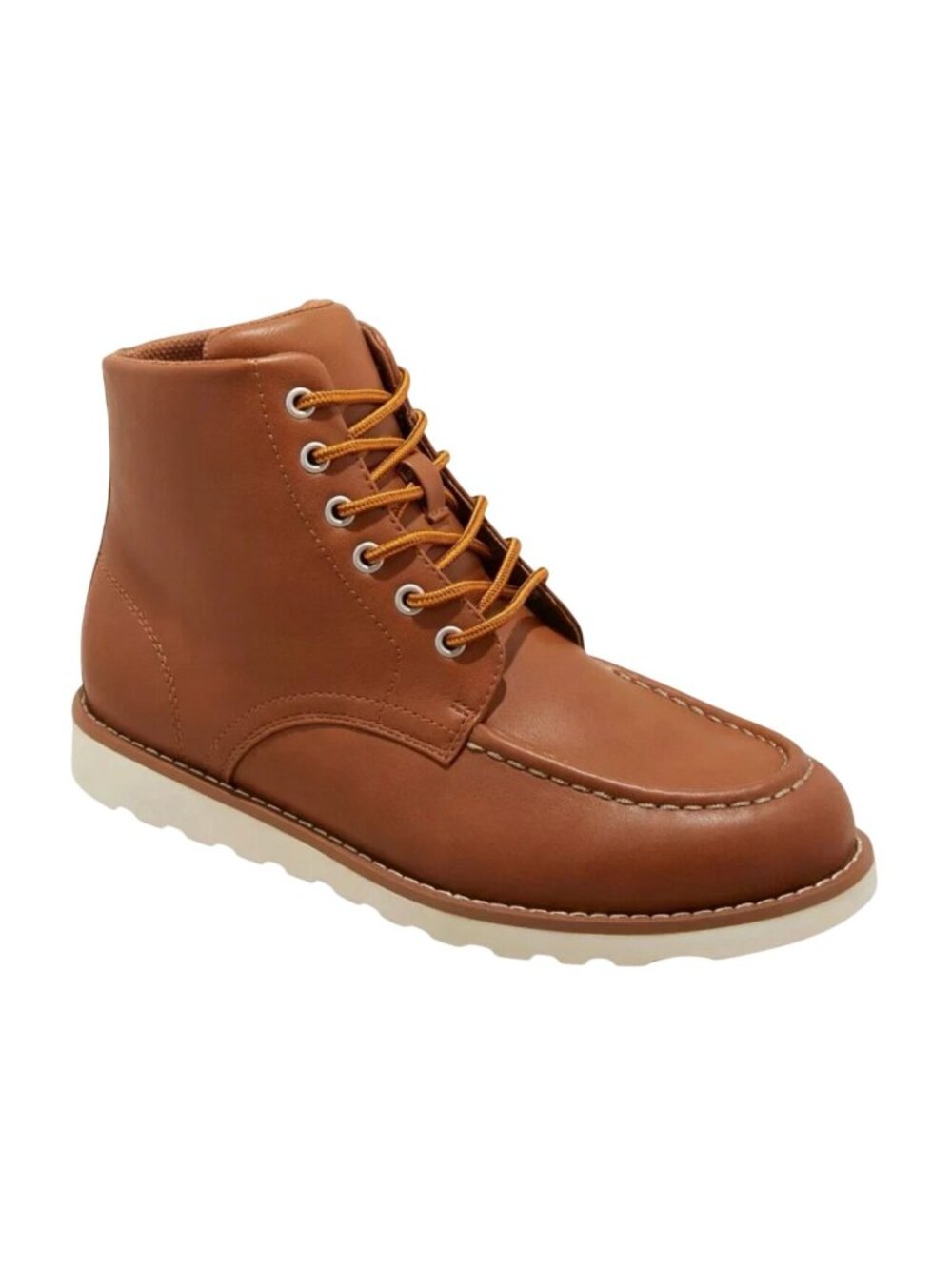 Goodfellow & Co Niles Mock Toe Boots in cognac, featuring faux-leather size 11.5